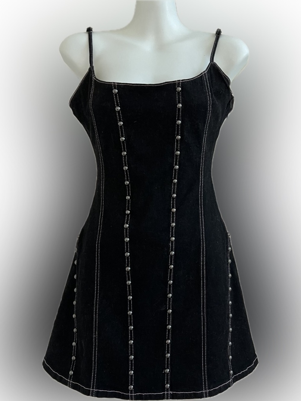 Kiss Generation Dolls Kill Studded Denim Corset Mini Dress NWT Lace-Up Back S